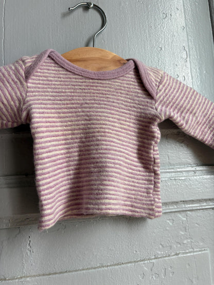 Vintage Engel Baby Wool Silk Top 62/68, Pink Striped Long Sleeve Shirt, Merino Wool Silk, Waldorf Baby, Made in Germany