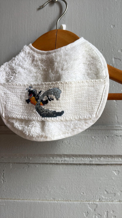 Vintage Baby Bib 100% Cotton, Embroidered Bib Made in Spain, Terry Cloth Baby Bib, Sustainable Baby Gift, Cute Animal Embroidery