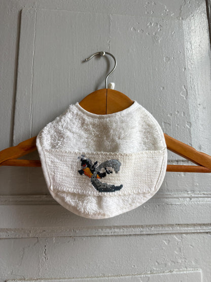 Vintage Baby Bib 100% Cotton, Embroidered Bib Made in Spain, Terry Cloth Baby Bib, Sustainable Baby Gift, Cute Animal Embroidery