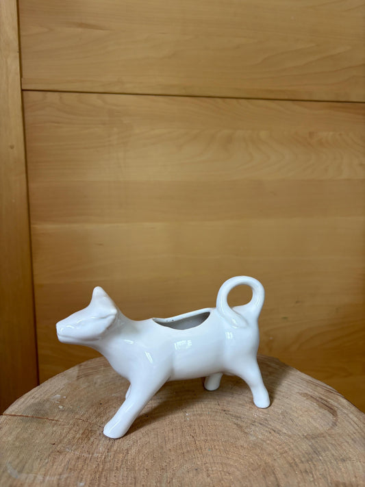 Vintage White Cow Creamer Ceramic Milk Jug, Farmhouse Coffee Cottagecore Kitchen Decor, Farm Animal Pitcher