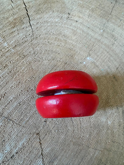 Wooden Ladybug yoyo Toy, Red Painted Ladybird Disc, 5 cm, Secondhand Collectible, Small Nature Toy