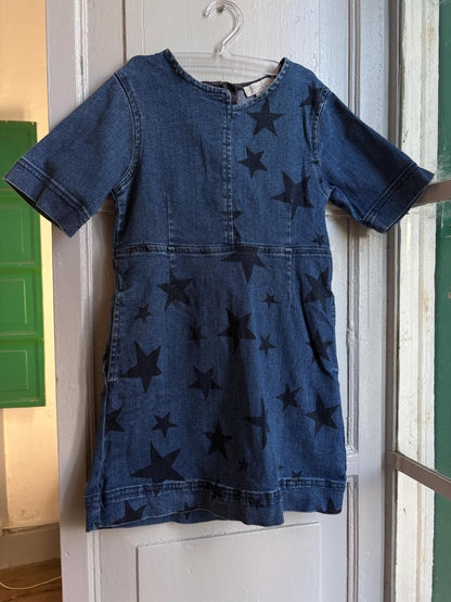Stella McCartney Kids Star Print Denim Dress — back view