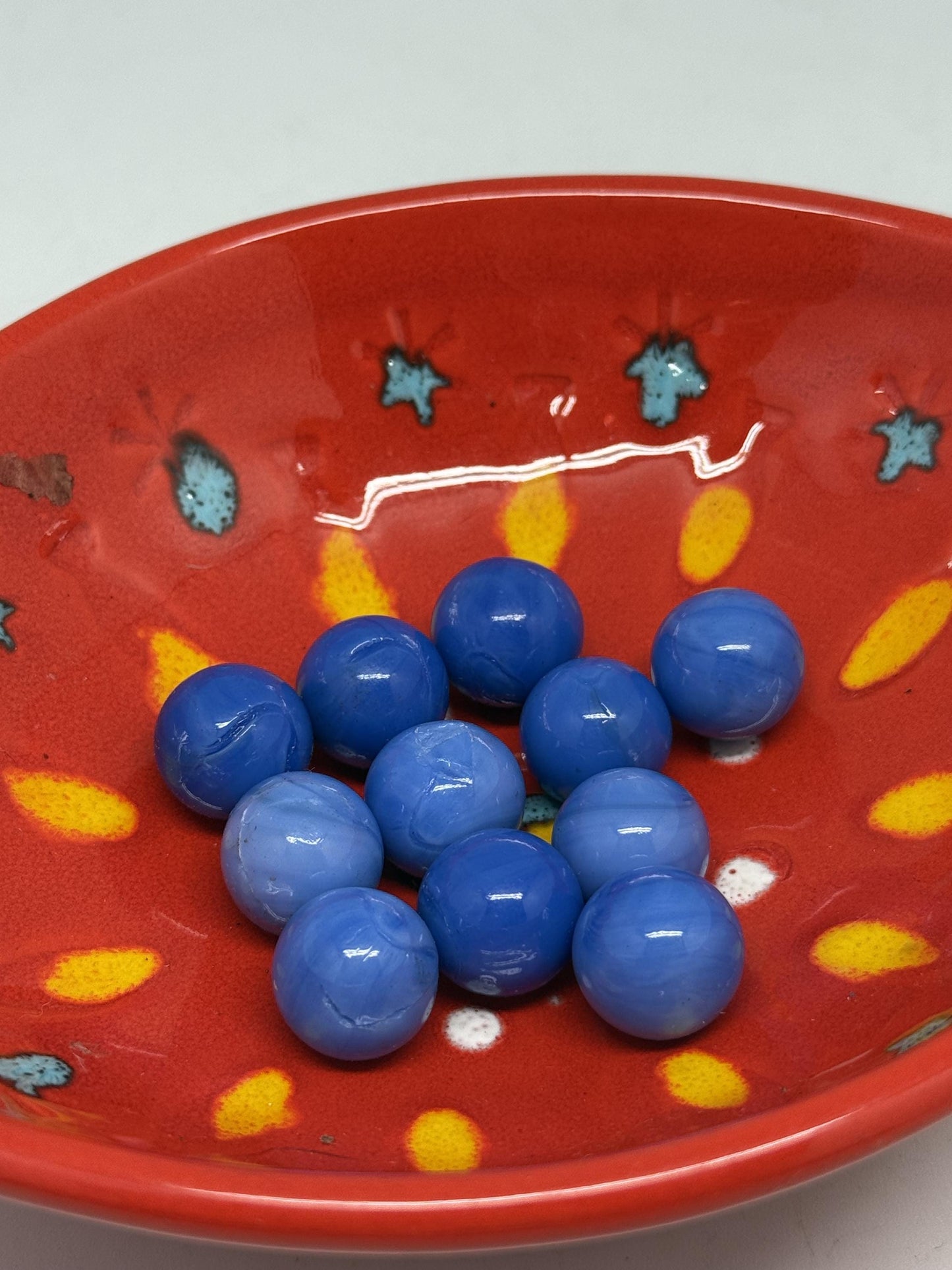 Vintage blue marbles, collectible, retro 70s