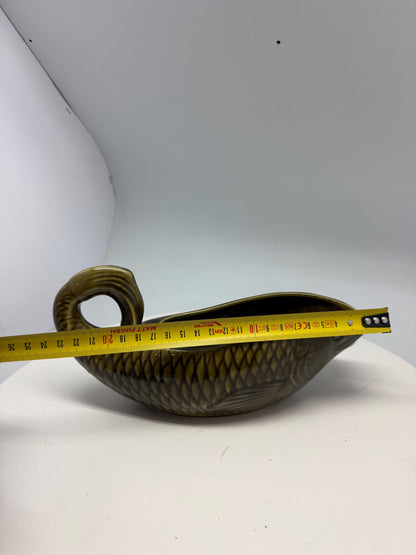 Vintage ceramic fish gravy boat, textured scale design