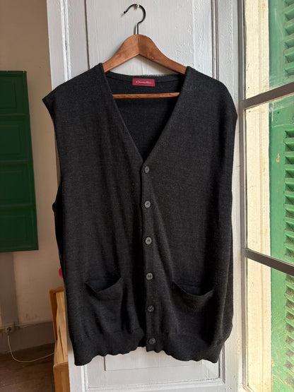 Vintage Emidio Tucci Wool Waistcoat, Men's XL XXL, Dark Academia Knit Vest, Button Front Sweater Vest, Luxury menswear