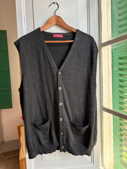 Vintage Emidio Tucci Wool Waistcoat, Men's XL XXL, Dark Academia Knit Vest, Button Front Sweater Vest, Luxury menswear