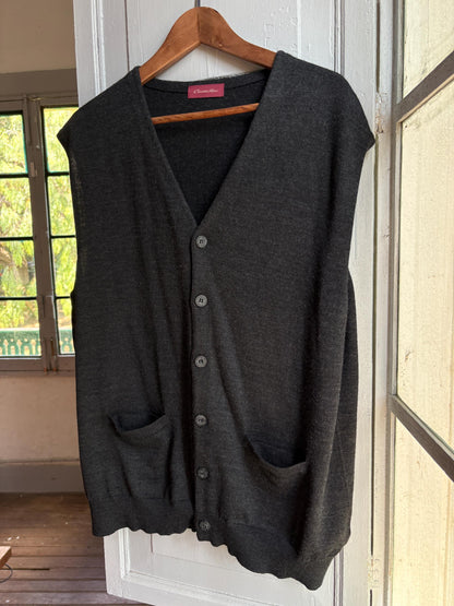 Vintage Emidio Tucci Wool Waistcoat, Men's XL XXL, Dark Academia Knit Vest, Button Front Sweater Vest, Luxury menswear