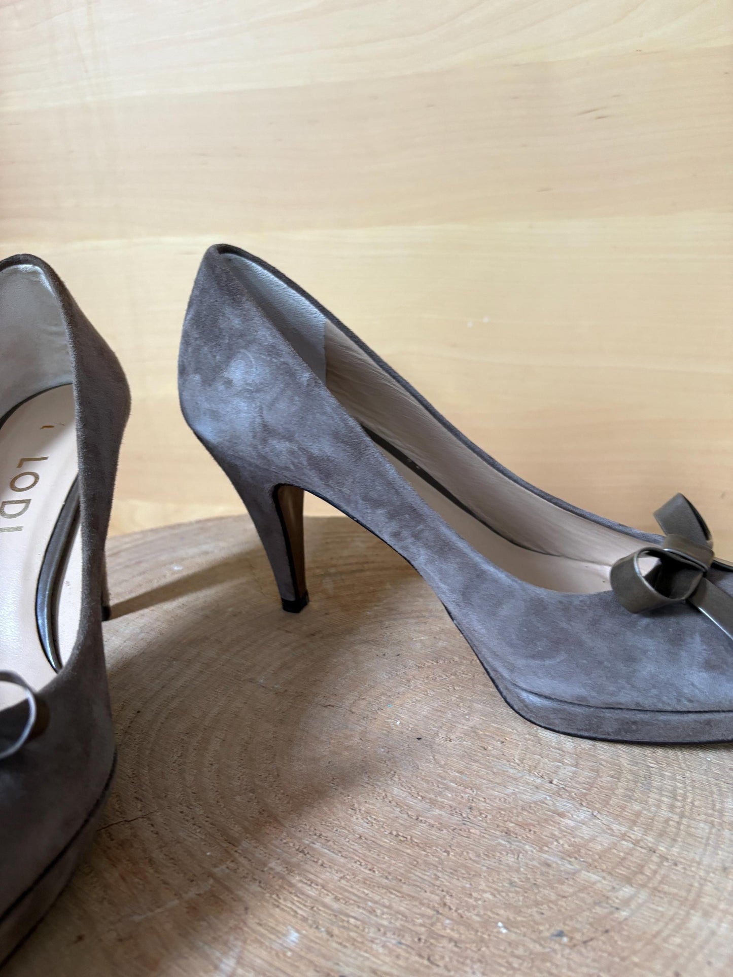 Brown Suede Leather Pumps Made in Spain — back view