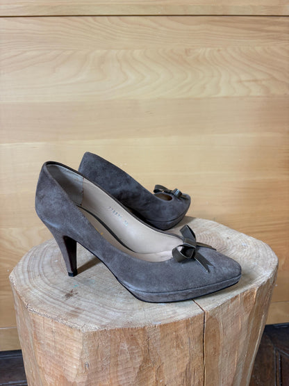 Lodi Suede Leather Pumps EU 38, Made in Spain, Designer Brown Heels, Pointed Toe, Platform Pumps, Elegant Women's Shoes