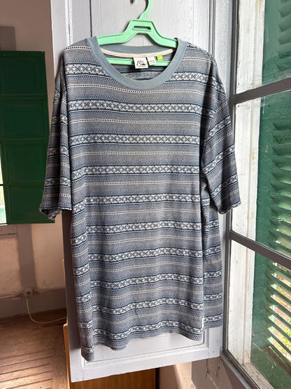 Vintage Quiksilver Tribal Stripe T Shirt, Men's Surf Tee, Festival Shirt, Y2K Skate T Shirt, Size L