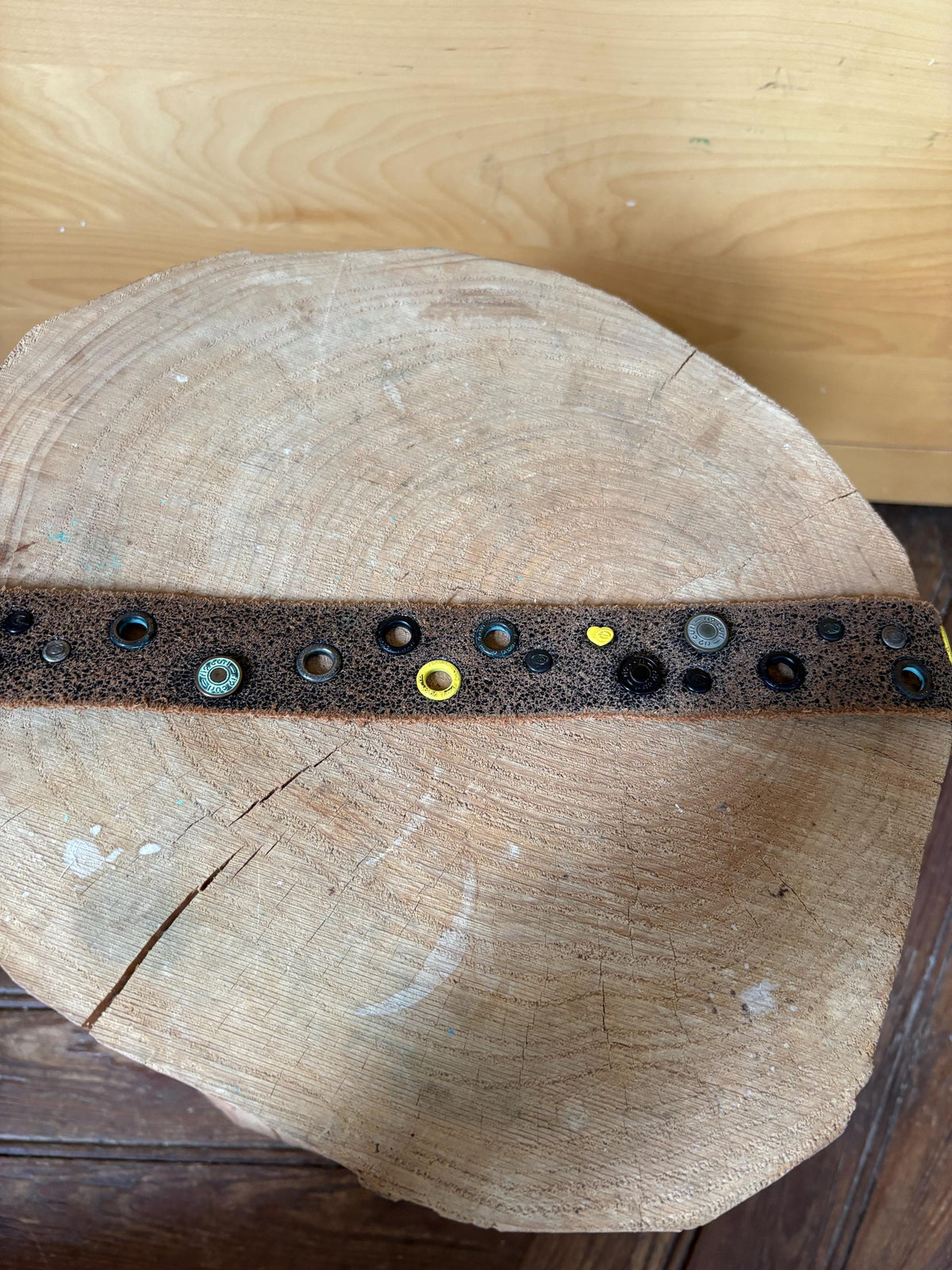 Rip Curl Genuine Leather Belt Brown, Distressed Studded Belt, Surf Style Vintage Leather Belt, Unisex Festival Boho 106 cm
