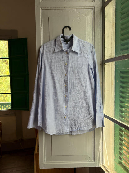 Massimo Dutti Blue Striped Cotton Shirt, Women’s EU 36 Small, Smart Casual Button-Up Blouse