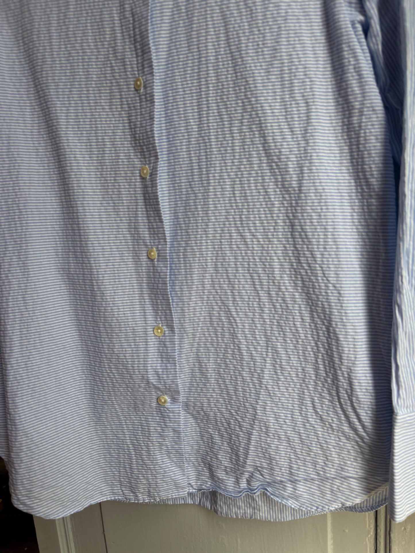 Massimo Dutti Blue Striped Cotton Shirt, Women’s EU 36 Small, Smart Casual Button-Up Blouse
