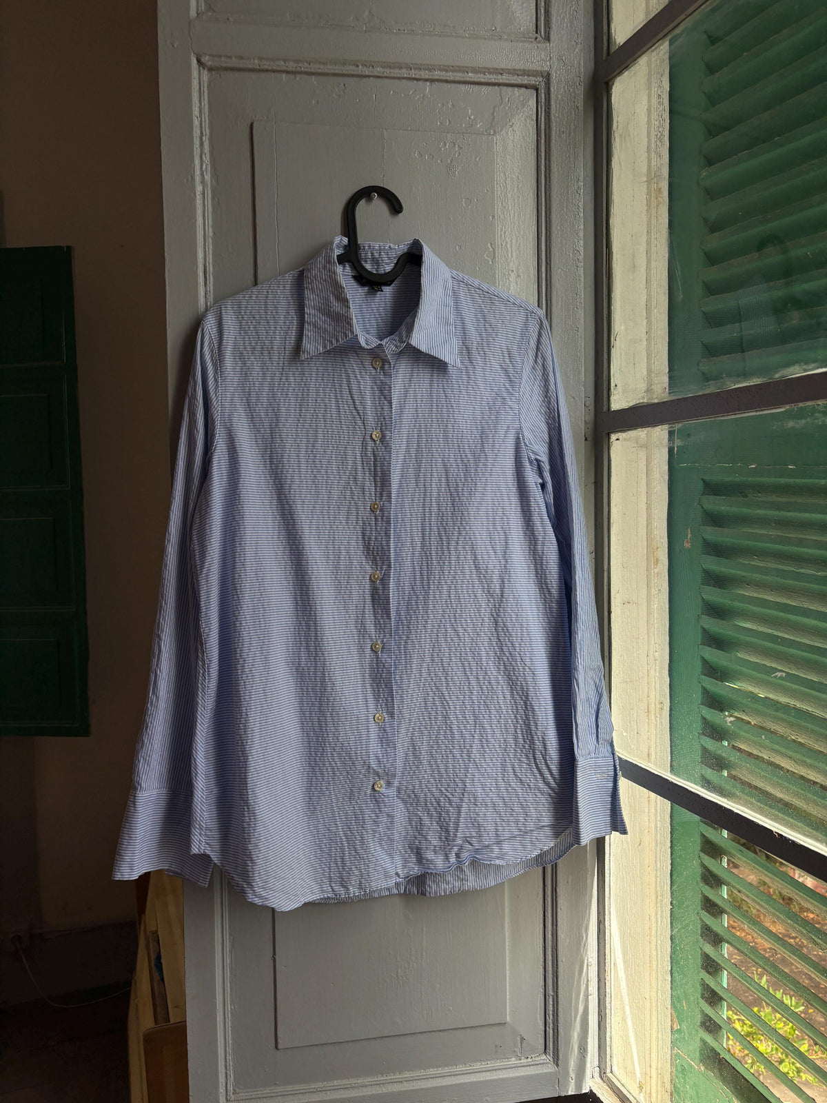 Massimo Dutti Blue Striped Cotton Shirt, Women’s EU 36 Small, Smart Casual Button-Up Blouse