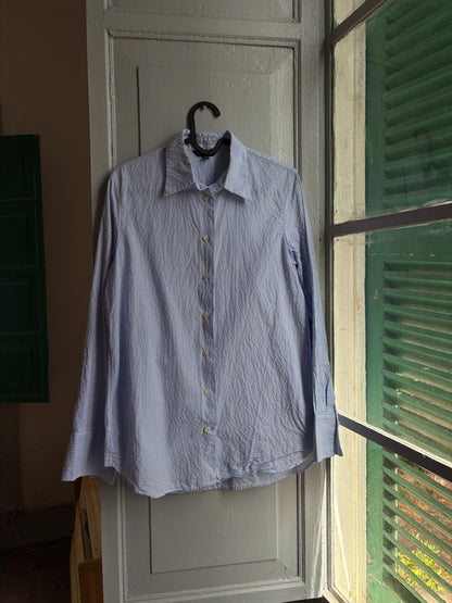 Massimo Dutti Blue Striped Cotton Shirt, Women’s EU 36 Small, Smart Casual Button-Up Blouse