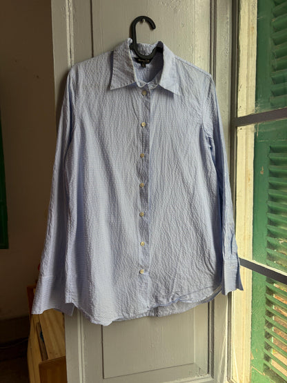 Massimo Dutti Blue Striped Cotton Shirt, Women’s EU 36 Small, Smart Casual Button-Up Blouse