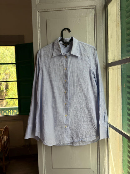 Massimo Dutti Blue Striped Cotton Shirt, Women’s EU 36 Small, Smart Casual Button-Up Blouse