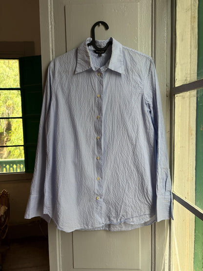 Massimo Dutti Blue Striped Cotton Shirt, Women’s EU 36 Small, Smart Casual Button-Up Blouse