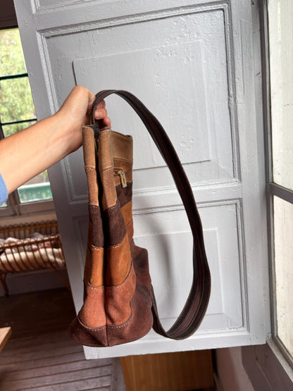 Pedro Rogado Genuine Leather Suede Backpack, Convertible Crossbody Sling Bag, Brown 90s Style Bag