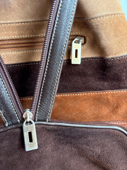 Pedro Rogado Genuine Leather Suede Backpack, Convertible Crossbody Sling Bag, Brown 90s Style Bag