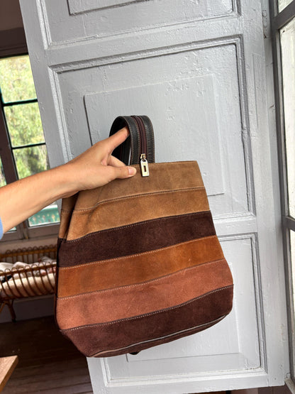 Pedro Rogado Genuine Leather Suede Backpack, Convertible Crossbody Sling Bag, Brown 90s Style Bag