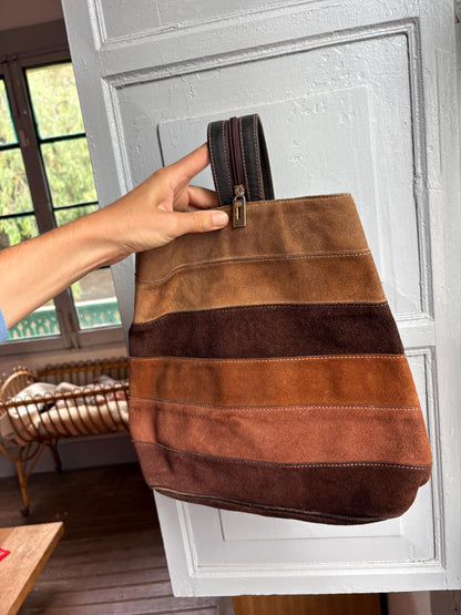 Pedro Rogado Genuine Leather Suede Backpack, Convertible Crossbody Sling Bag, Brown 90s Style Bag