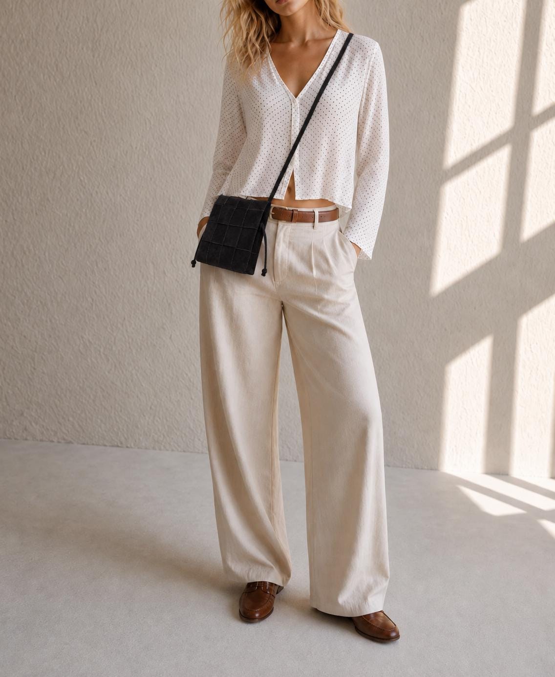 Black Suede Patchwork Crossbody Bag