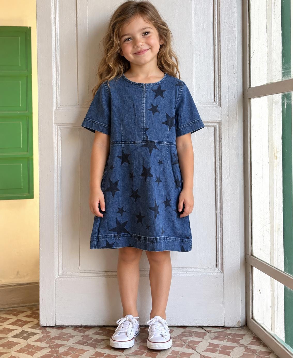 Stella McCartney Kids Star Print Denim Dress