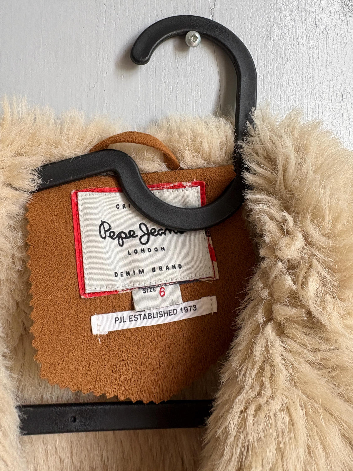 Vintage Pepe Jeans Faux Shearling Coat, Girls Winter Jacket, Brown Teddy Coat, Y2K Faux Fur Jacket, Size 6