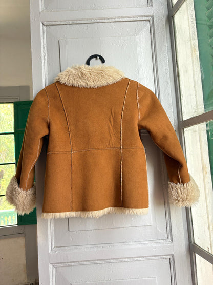 Vintage Pepe Jeans Faux Shearling Coat, Girls Winter Jacket, Brown Teddy Coat, Y2K Faux Fur Jacket, Size 6
