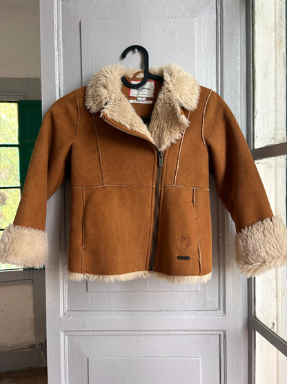 Vintage Pepe Jeans Faux Shearling Coat, Girls Winter Jacket, Brown Teddy Coat, Y2K Faux Fur Jacket, Size 6