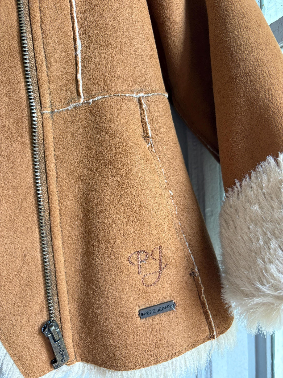 Vintage Pepe Jeans Faux Shearling Coat, Girls Winter Jacket, Brown Teddy Coat, Y2K Faux Fur Jacket, Size 6