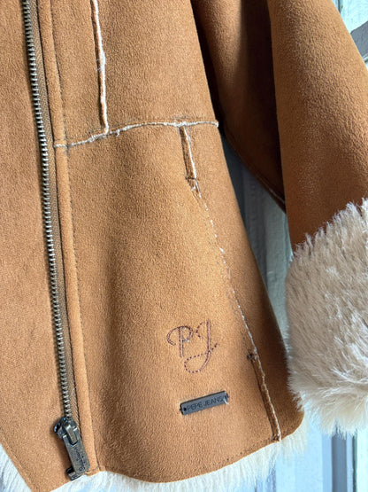 Vintage Pepe Jeans Faux Shearling Coat, Girls Winter Jacket, Brown Teddy Coat, Y2K Faux Fur Jacket, Size 6