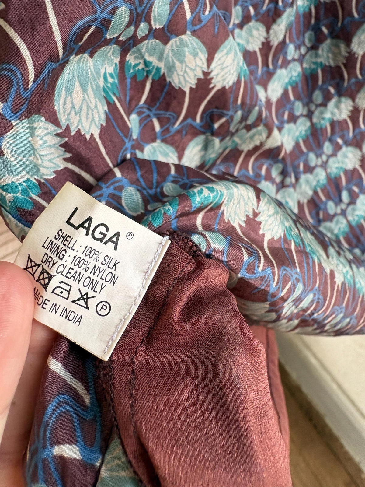 Laga 100% Silk Dress, Printed Silk Mini Dress, Luxury Secondhand Dress, Romantic Collar, Women's Size S
