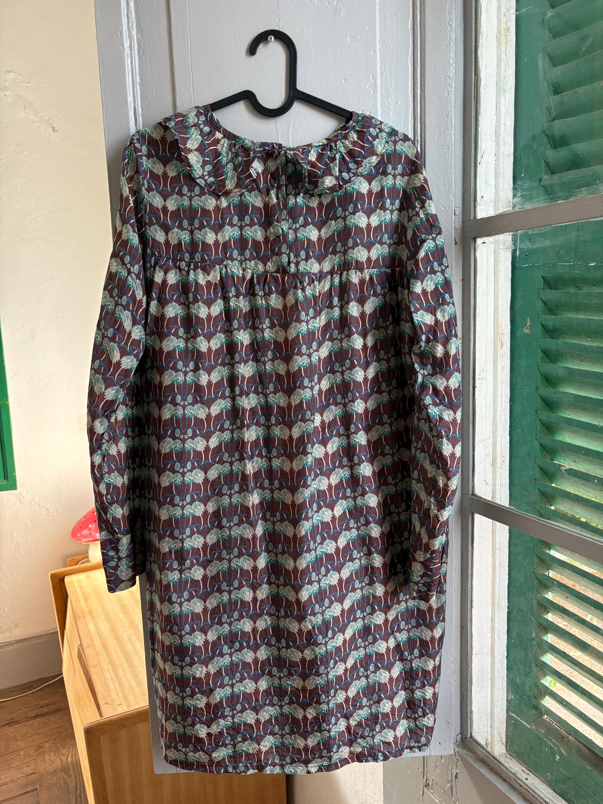 Laga 100% Silk Dress, Printed Silk Mini Dress, Luxury Secondhand Dress, Romantic Collar, Women's Size S