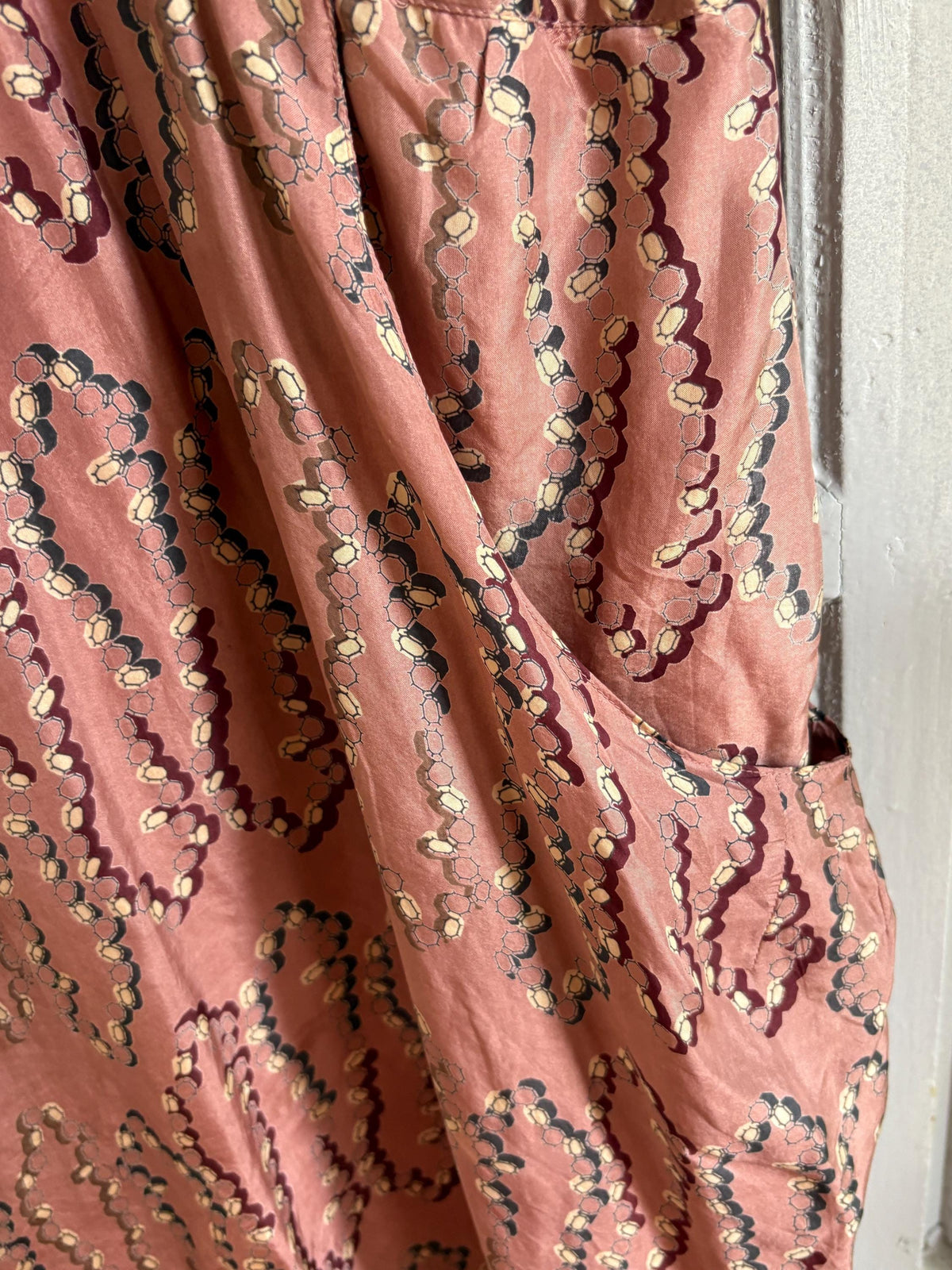 Laga 100% Silk Dress, Luxury Silk Mini Dress, Dusty Rose Print Dress, Made in India, Women's XS