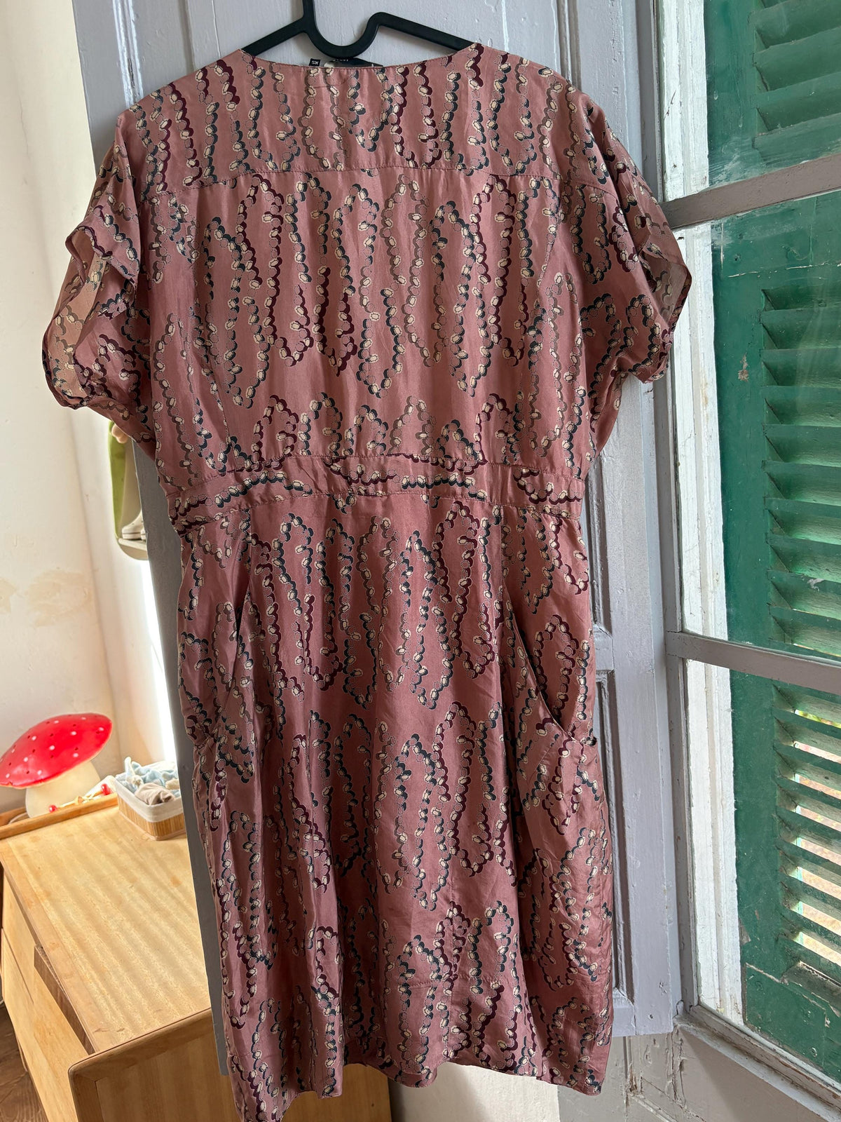 Laga 100% Silk Dress, Luxury Silk Mini Dress, Dusty Rose Print Dress, Made in India, Women's XS