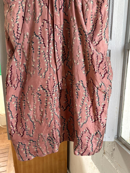 Laga 100% Silk Dress, Luxury Silk Mini Dress, Dusty Rose Print Dress, Made in India, Women's XS