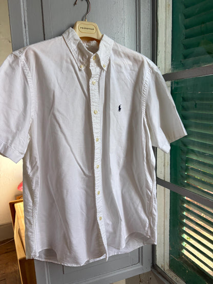 Polo Ralph Lauren Classic Fit Oxford Shirt, White Button Down Short Sleeve, Men's XL, Thick Cotton, Preppy Essential