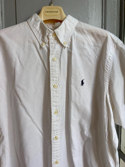 Polo Ralph Lauren Classic Fit Oxford Shirt, White Button Down Short Sleeve, Men's XL, Thick Cotton, Preppy Essential