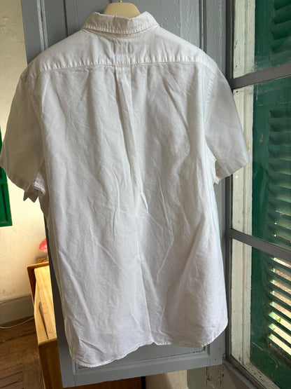 Polo Ralph Lauren Classic Fit Oxford Shirt, White Button Down Short Sleeve, Men's XL, Thick Cotton, Preppy Essential