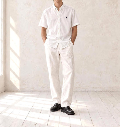 Polo Ralph Lauren Classic Fit Oxford Shirt, White Button Down Short Sleeve, Men's XL, Thick Cotton, Preppy Essential