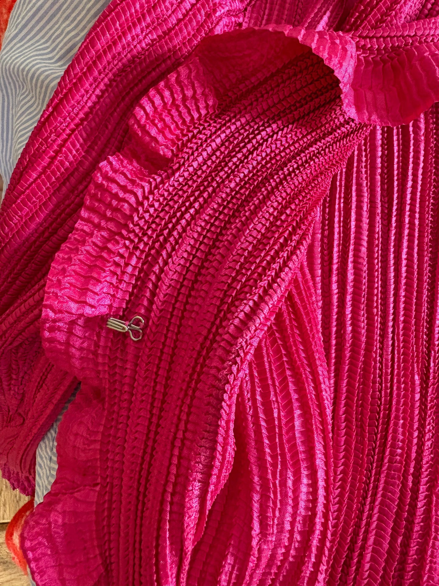 KRISS Sweden Fuchsia Ruffle Blouse, Barbiecore Pink Pleated Top, Y2K Statement Shirt, Women’s M/L
