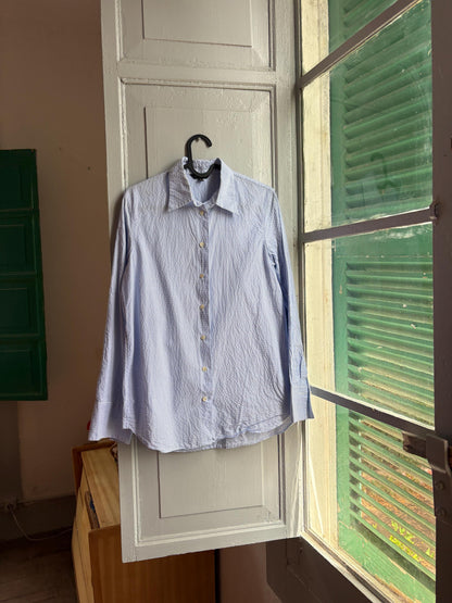 Massimo Dutti Blue Striped Cotton Shirt, Women’s EU 36 Small, Smart Casual Button-Up Blouse