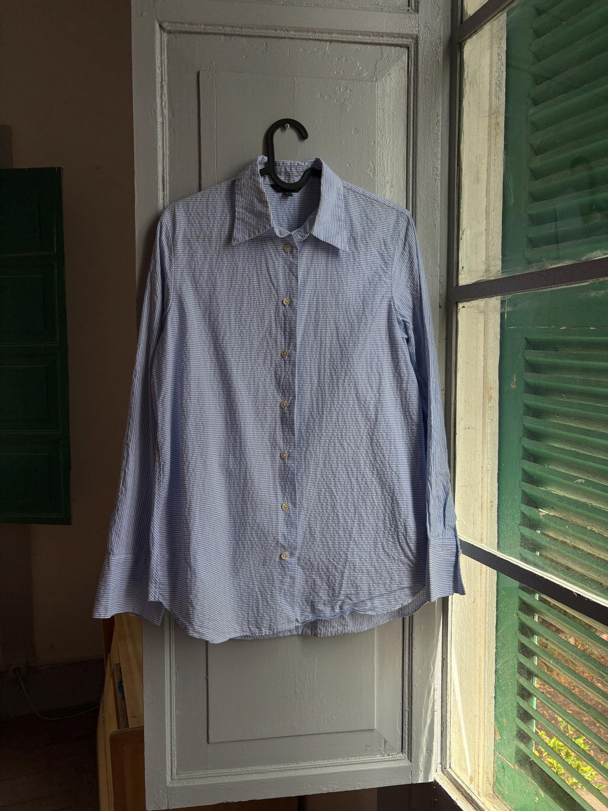 Massimo Dutti Blue Striped Cotton Shirt, Women’s EU 36 Small, Smart Casual Button-Up Blouse