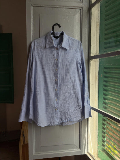 Massimo Dutti Blue Striped Cotton Shirt, Women’s EU 36 Small, Smart Casual Button-Up Blouse