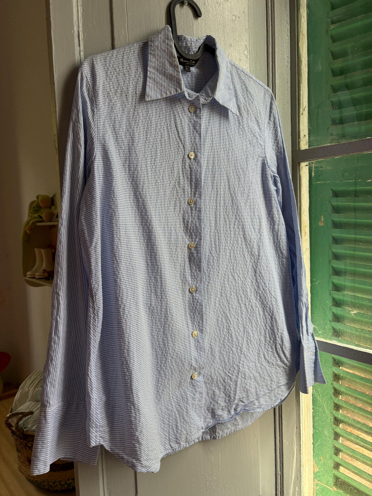 Massimo Dutti Blue Striped Cotton Shirt, Women’s EU 36 Small, Smart Casual Button-Up Blouse