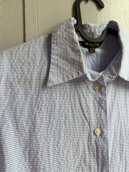 Massimo Dutti Blue Striped Cotton Shirt, Women’s EU 36 Small, Smart Casual Button-Up Blouse
