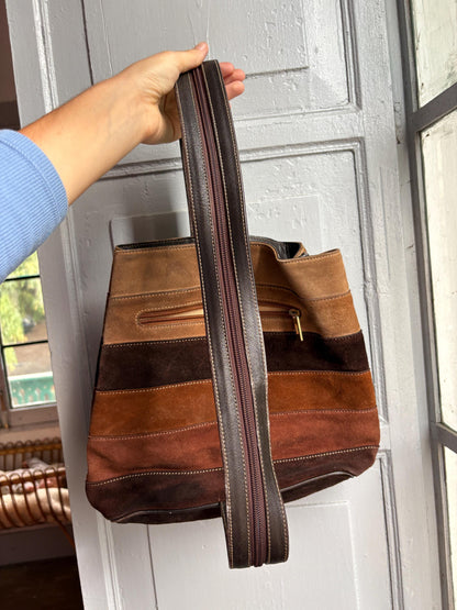 Pedro Rogado Genuine Leather Suede Backpack, Convertible Crossbody Sling Bag, Brown 90s Style Bag