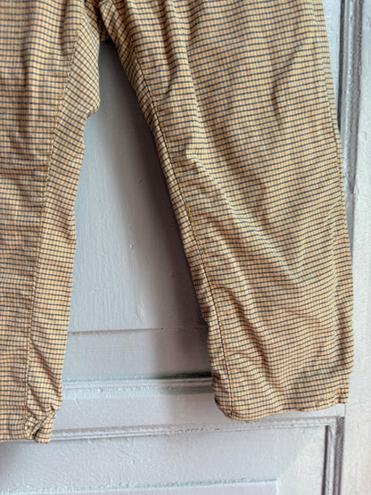 Steiff Kids Checkered Trousers, Vintage Style Cotton Pants, Beige Elastic Waist Trousers, Toddler Outfit, German Designer, Size 98